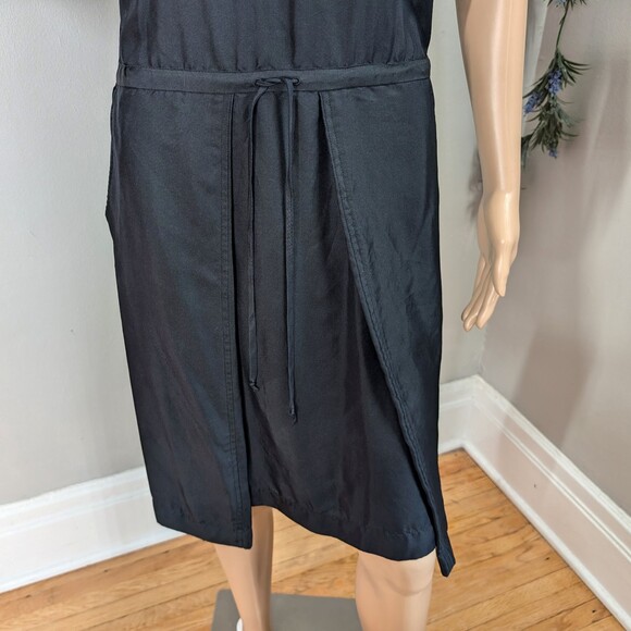 Pure DKNY Mini Dress Black 100% Silk Dropwaist Tie Lagenlook - Picture 9 of 12